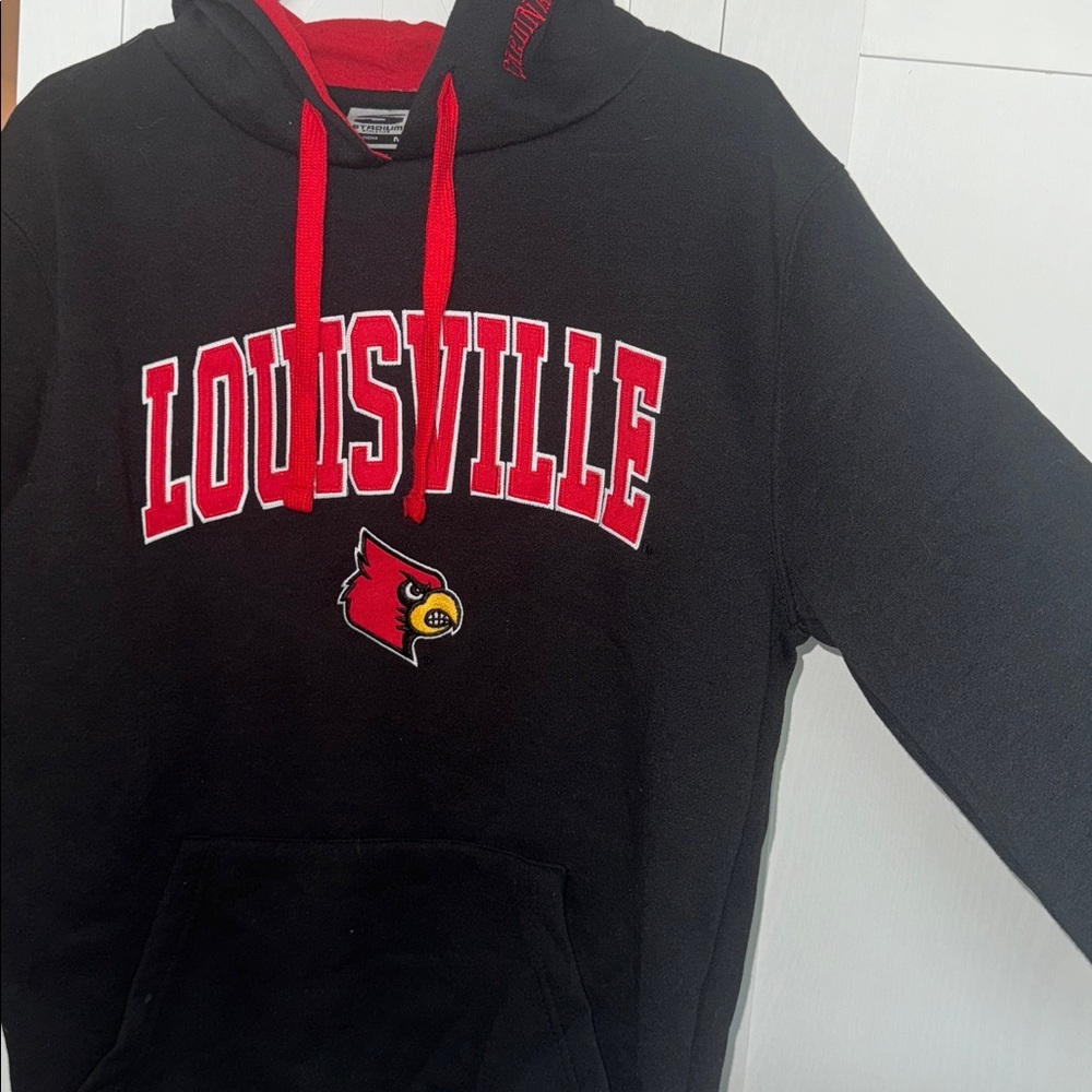 Stadium Athletics Black Hoodie with Red Trim